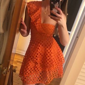 Orange side ruffle dress US 2 New with tags.